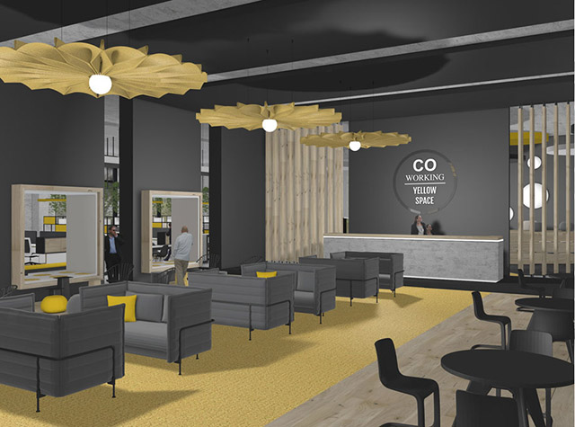 Messestand-Design Co-Working Yellow Space